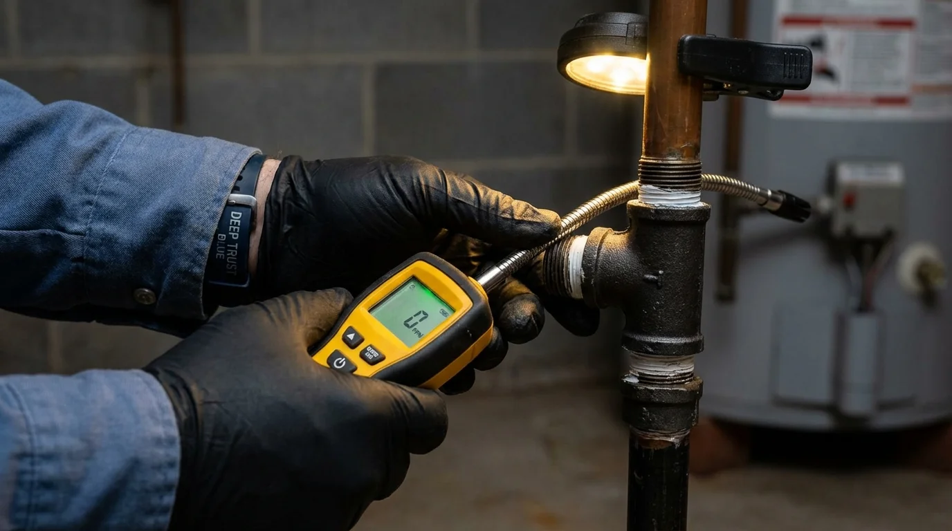Gas leak detection with electronic sniffer by Johns Plumbing LLC in Annandale